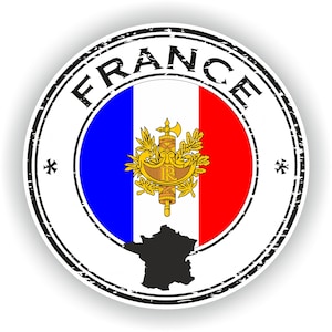 France Seal Sticker Round Flag for Laptop Book Fridge Guitar Motorcycle Helmet ToolBox Door PC Boat