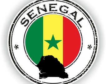 Senegal Seal Sticker Round Flag for Laptop Book Fridge Guitar Motorcycle Helmet ToolBox Door PC Boat