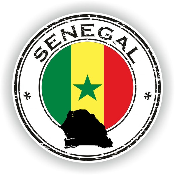 Senegal Siegel Aufkleber Runde Flagge für Laptop Buch Kühlschrank Gitarre Gitarre Motorrad Helm ToolBox Tür PC Boot