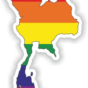 Thaïlande Gay Rainbow Carte Drapeau Autocollant pour ordinateur portable Livre Réfrigérateur Guitare Moto Casque ToolBox Porte PC Bateau