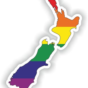 Nouvelle-Zélande Gay Rainbow Carte Drapeau Autocollant pour ordinateur portable Livre Réfrigérateur Guitare Moto Casque ToolBox Porte PC Bateau