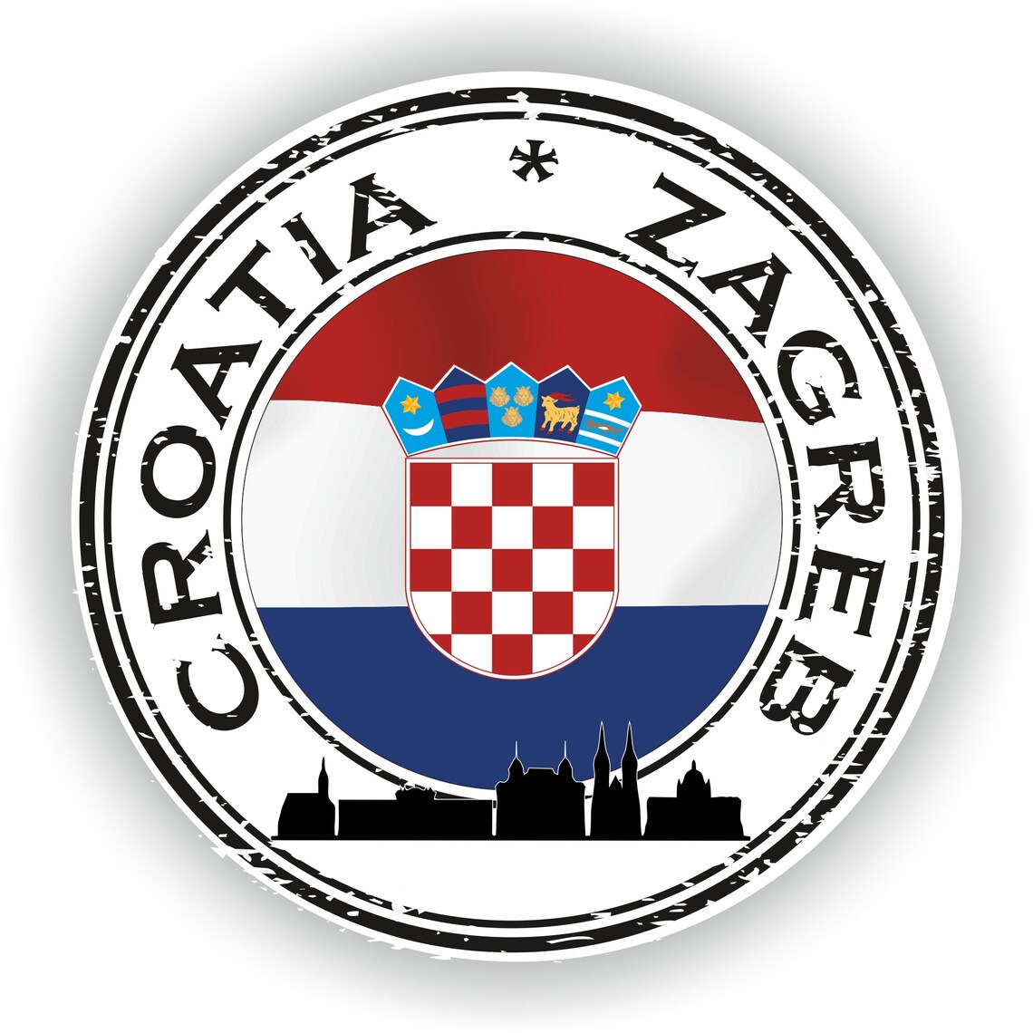 Croatia Zagreb Seal Sticker Round Flag for Laptop Book Fridge Etsy
