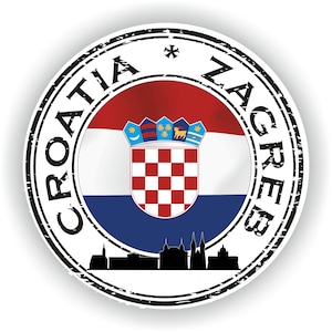 Croatia Zagreb Seal Sticker Round Flag for Laptop Book Fridge Guitar Motorcycle Helmet ToolBox Door PC Boat