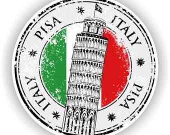 Pisa Italië Seal Sticker Ronde Vlag voor Laptop Boek Koelkast Gitaar Motorhelm ToolBox Deur PC Boot