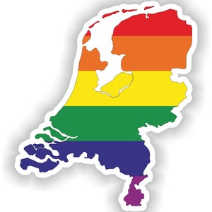 Pays-Bas Gay Rainbow Carte Drapeau Autocollant pour ordinateur portable Livre Réfrigérateur Guitare Moto Casque ToolBox Porte PC Bateau