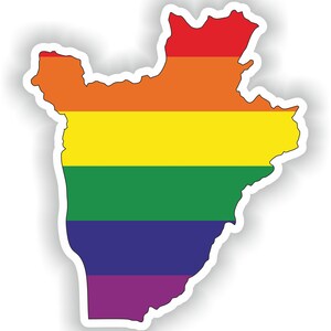 Burundi Gay Rainbow Map Flag Sticker for Laptop Book Fridge Guitar Motorcycle Helmet ToolBox Door PC Boat