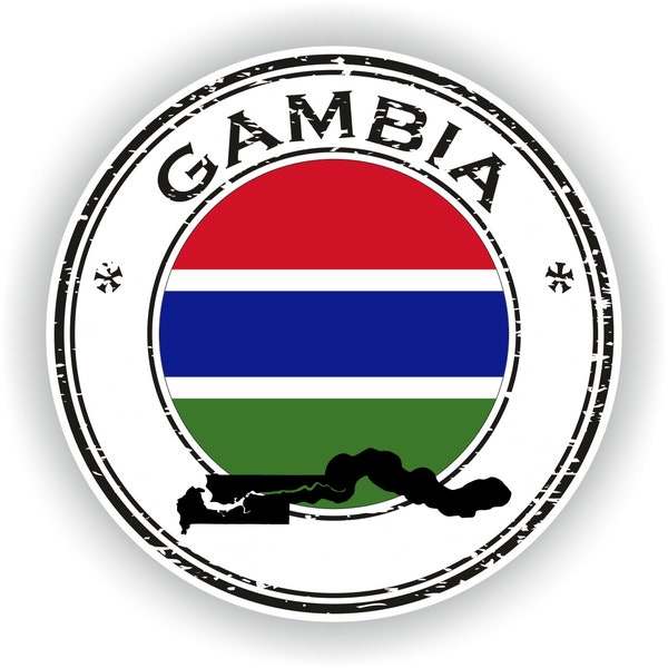 Gambia Siegel Aufkleber Runde Flagge für Laptop Buch Kühlschrank Gitarre Gitarre Motorrad Helm ToolBox Tür PC Boot