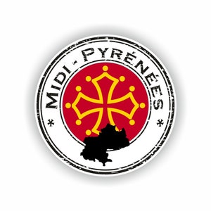 Midi-Pyrénées France Seal Sticker Round Flag for Laptop Book Fridge Guitar Motorcycle Helmet ToolBox Door PC Boat