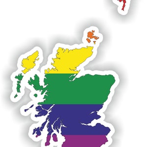 Escocia Gay Arco iris mapa etiqueta engomada para el libro portátil nevera guitarra casco de la motocicleta ToolBox puerta PC barco