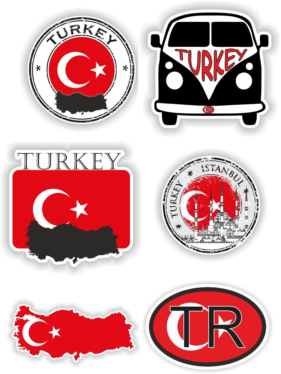 Turkce Sticker Turkey Set of Stickers for Laptop Book Water Bottle Fridge Guitar ...