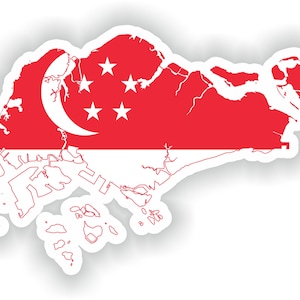 Singapur Mapa Bandera Silueta Pegatina para Laptop Libro Nevera Guitarra Chaqueta Casco Herramienta Puerta PC Barco