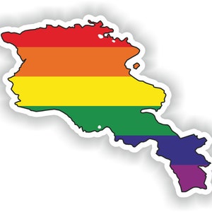 Arménie Gay Rainbow Map Flag Sticker for Laptop Book Fridge Guitar Motorcycle Helmet ToolBox Door PC Boat