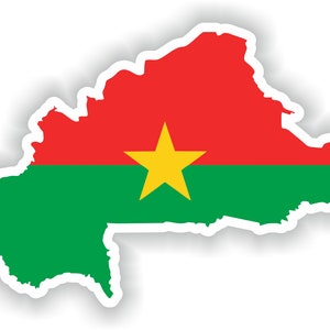Burkina Faso mapa Sticker Bandera para Laptop Book Nevera Guitarra Chaqueta Casco ToolBox Puerta PC Barco