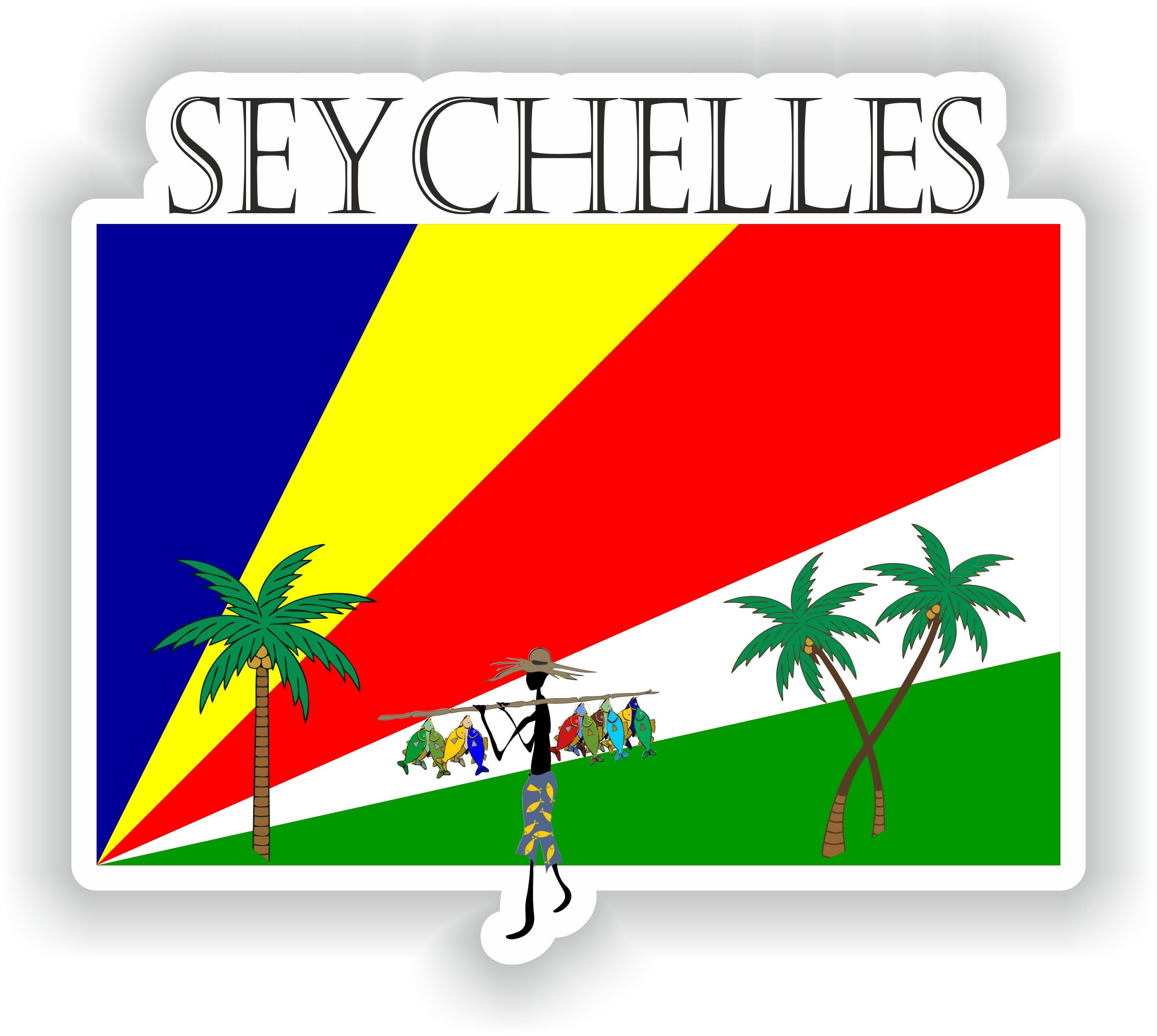 Seychelles Sticker Flag MF for Laptop Book Fridge Guitar