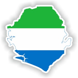 Sierra Leona mapa Sticker Bandera para Laptop Book Nevera Guitarra Chaqueta Casco ToolBox Puerta PC Barco