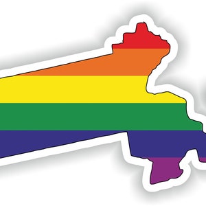 Massachusetts Gay Arco Iris Mapa Etiqueta engomada para el libro portátil Nevera Guitarra Casco de la motocicleta ToolBox Puerta PC Barco