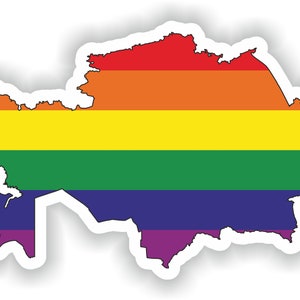 KAZAJSTÁN Gay arco iris mapa etiqueta engomada para el libro portátil nevera motocicleta casco ToolBox puerta PC barco