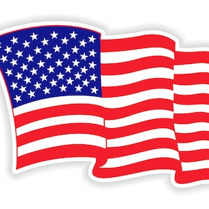 USA Waving Flag #02 Sticker für Bumper Auto Van Truck Motorradhelm ToolBox Tür PC Boot