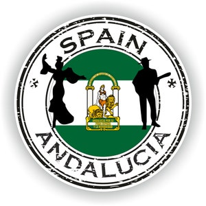 Spain Andalucia Seal Sticker Round Flag for Laptop Book Fridge Guitar Motorcycle Helmet ToolBox Door PC Boat
