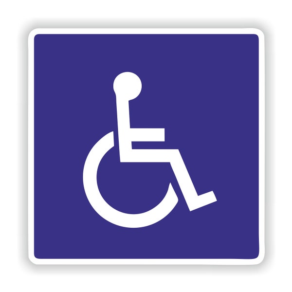 Disabled Sign for Handicapped Persons or Wheelchair Users Sticker for Bumper Car Laptop Book Suitcase Fridge Motorcycle Helmet Door