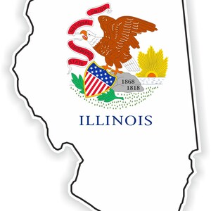 Illinois Mappa Bandiera Silhouette Adesivo per laptop Libro Frigorifero Chitarra Moto Casco ToolBox Porta PC Barca