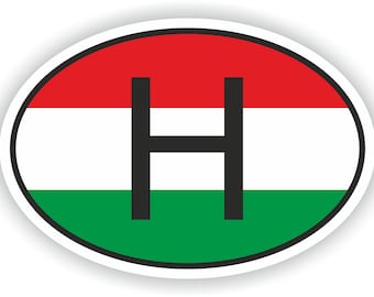 HONGARIJE Land code ovale sticker met vlag voor bumper laptop boek koelkast motorfiets helm deur tool box locker PC