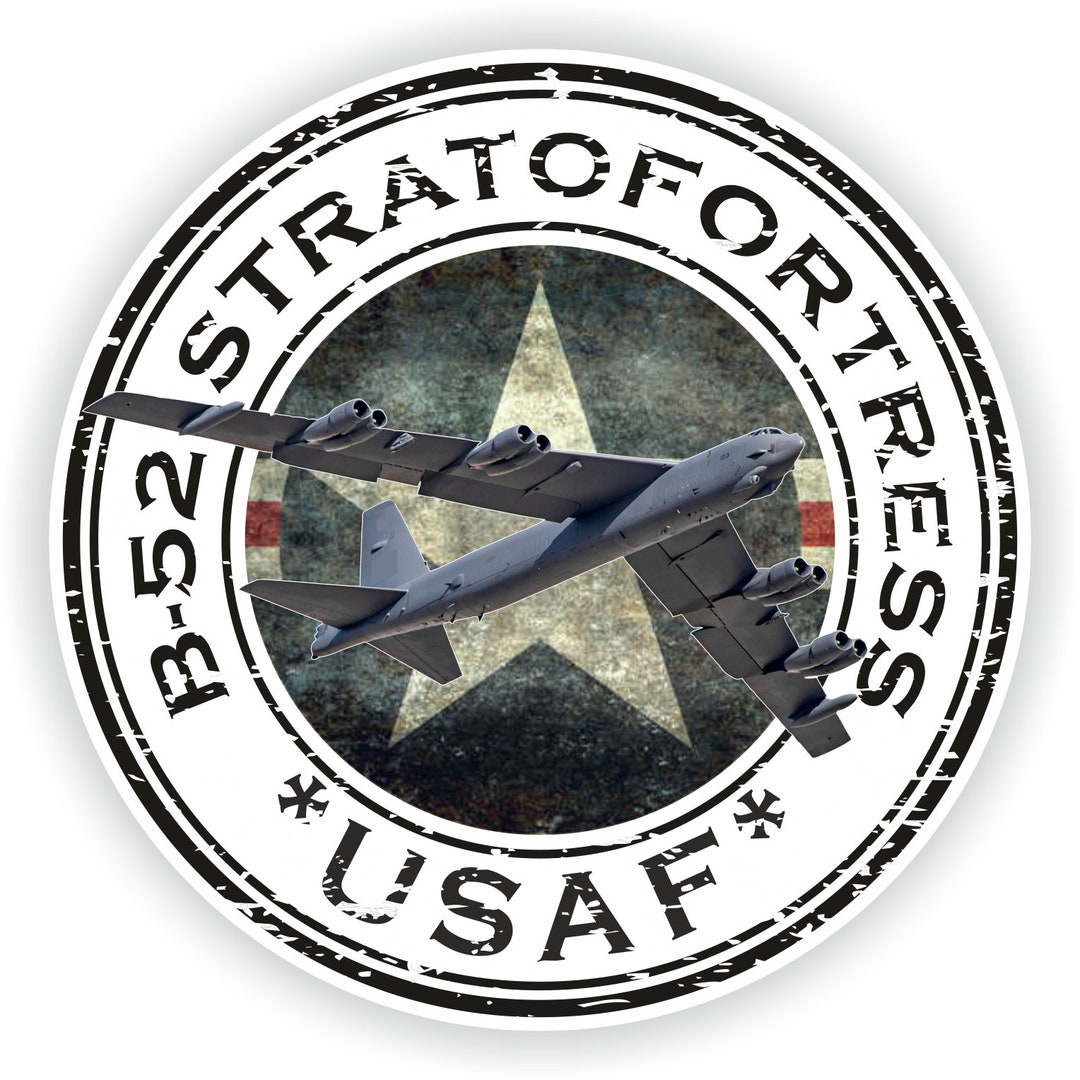 USA B-52 Stratofortress USAF U.S.A.F. Military Seal Sticker Round Flag ...
