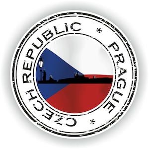 Pegatina de sello de Praga de la República Checa, bandera redonda para ordenador portátil, libro, nevera, guitarra, casco de motocicleta, caja de herramientas, puerta, PC, barco
