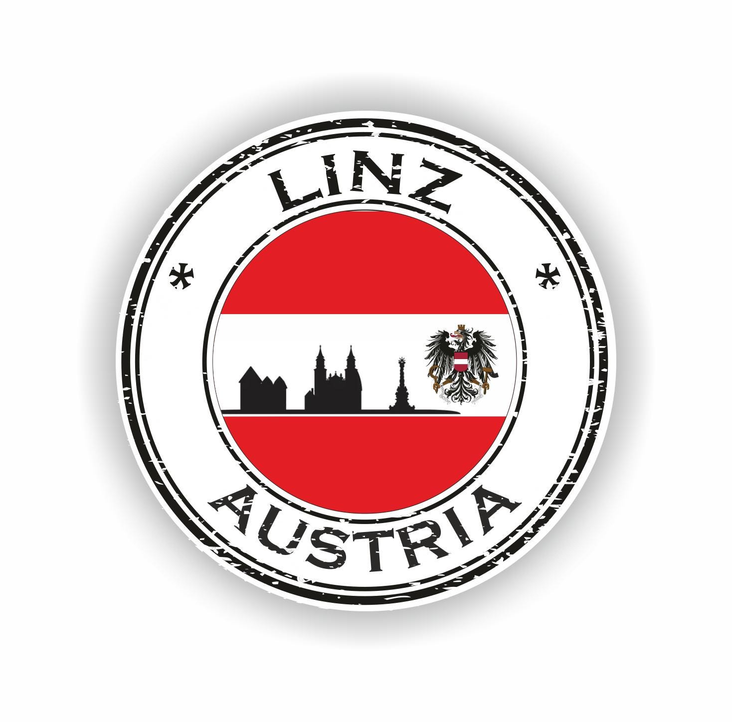 Linz Sticker Linz Austria Seal Sticker Round Flag for Laptop Book Fridge Guitar ...