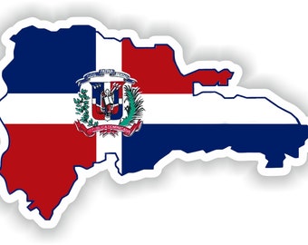 Mapa da República Dominicana com bandeira adesiva para laptop, livro, geladeira, guitarra, capacete de motocicleta, caixa de ferramentas, porta, PC, barco