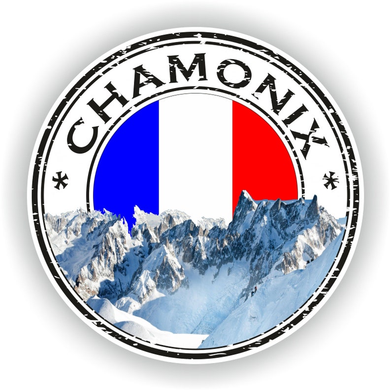 Chamonix France Seal Sticker Round Flag for Laptop Book Fridge image 1