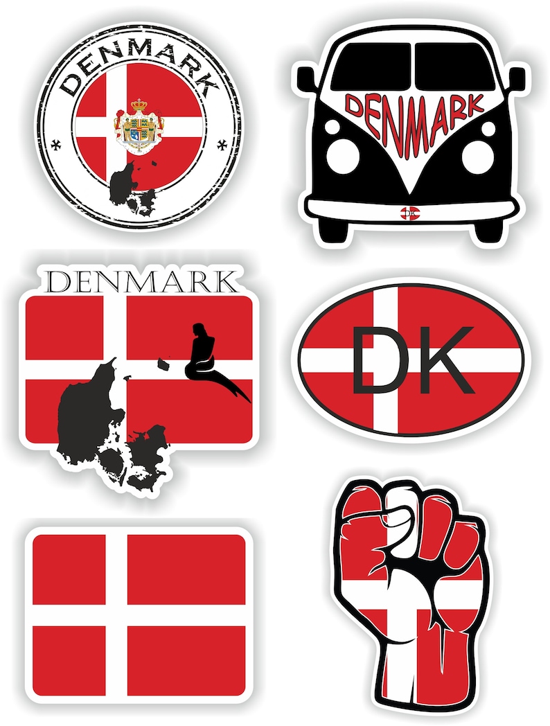 Denmark Set of Stickers for Laptop Book Water Bottle Fridge Guitar ...