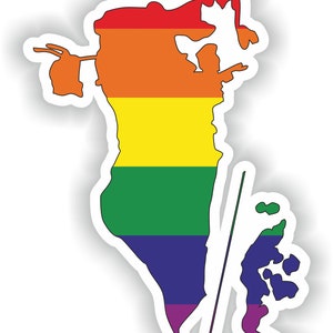 Bahrein Gay arco iris mapa etiqueta engomada para el ordenador portátil libro nevera guitarra motocicleta casco ToolBox Puerta PC Barco