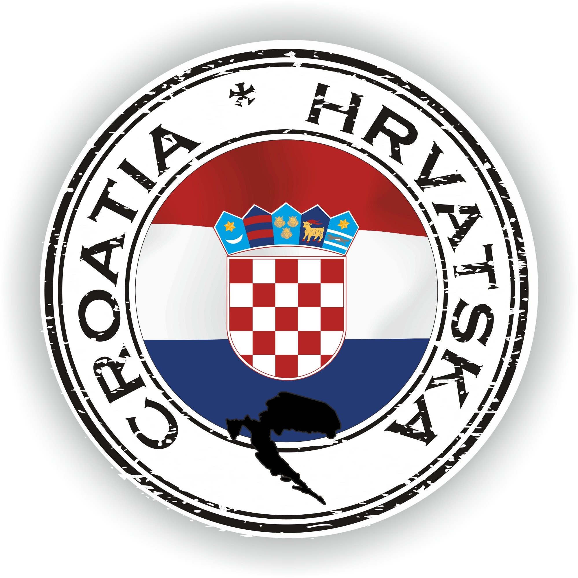 CROATE Croate Agtant Le Drapeau HRVATSKA, 50mm Vnyl Autocollant X4
