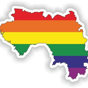Autocollant de drapeau de carte d’arc-en-ciel de Guinée pour l’ordinateur portable de livre de réfrigérateur guitar Motorcycle Helmet ToolBox Door PC Boat