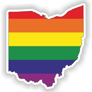 Ohio Gay Arco Iris Mapa Etiqueta engomada para el libro portátil Nevera Motocicleta Casco ToolBox Puerta PC Barco
