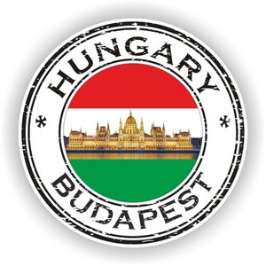 Budapest Hungary Seal Sticker Round Flag for Laptop Book Fridge Guitar Motorcycle Helmet ToolBox Door PC Boat