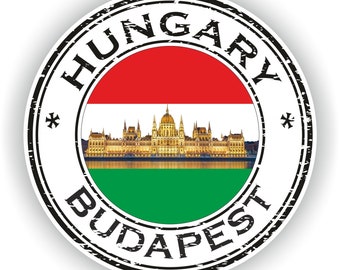 Budapest Hungría Seal Pegatina Bandera Redonda para el libro portátil Nevera Guitarra Casco de la motocicleta ToolBox Puerta PC Barco