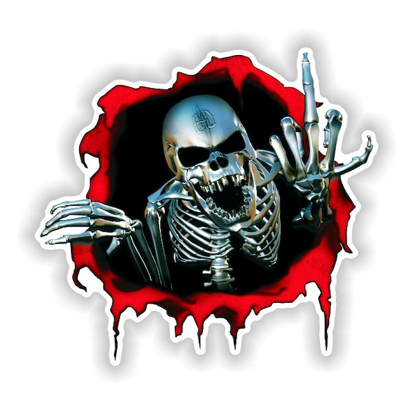 Skull Skeleton Middle Finger #35 Sticker for Laptop Book Fridge Guitar Motorcycle Helmet ToolBox Door PC Boat #36