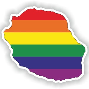 Réunion Gay Rainbow Carte Drapeau Autocollant pour ordinateur portable Livre Réfrigérateur Guitare Moto Casque ToolBox Porte PC Bateau