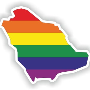 Arabia Saudita Gay Arco Iris Mapa Etiqueta engomada para el libro portátil Nevera Guitarra Casco de la motocicleta ToolBox Puerta PC Barco