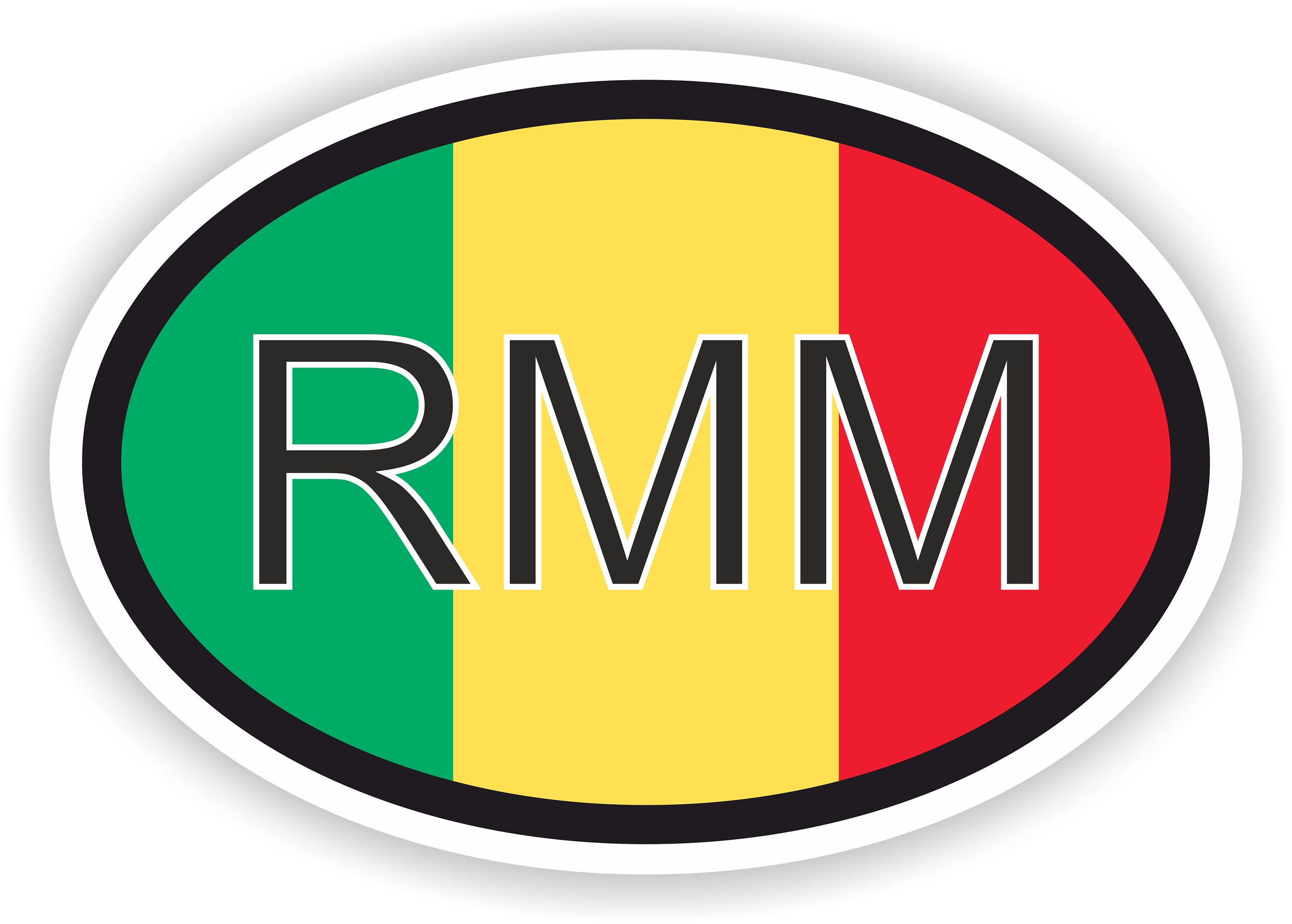 Mali Country Code Oval Sticker With Flag for Bumper Laptop Book Fridge ...