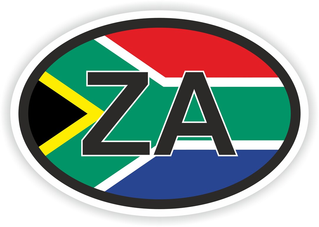 South Africa Country Code Oval Sticker With Flag for Bumper Etsy