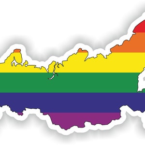Russie Gay Rainbow Carte Drapeau Autocollant pour ordinateur portable Livre Réfrigérateur Guitare Moto Casque ToolBox Porte PC Bateau