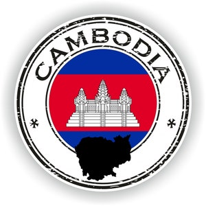 Cambodia Seal Sticker Round Flag for Laptop Book Fridge Guitar Motorcycle Helmet ToolBox Door PC Boat