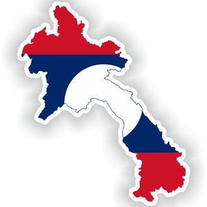 Laos Mapa Bandera Silueta Pegatina para Portátil Libro Nevera Guitarra Chaqueta Casco ToolBox Puerta PC Barco