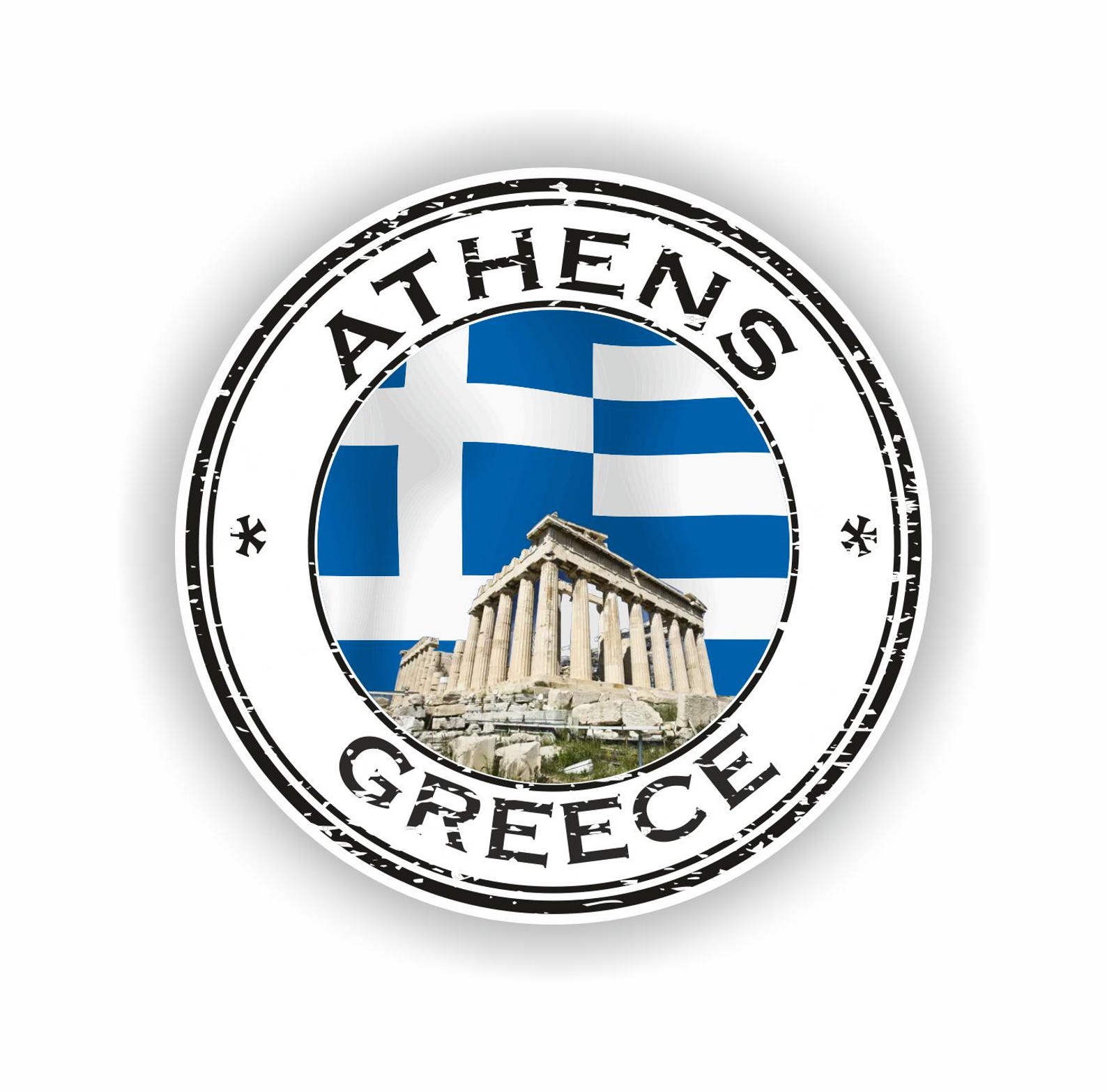 Round Parthenon Athens Parthenon Greece #02 Seal Sticker Round Flag for Laptop Book ...