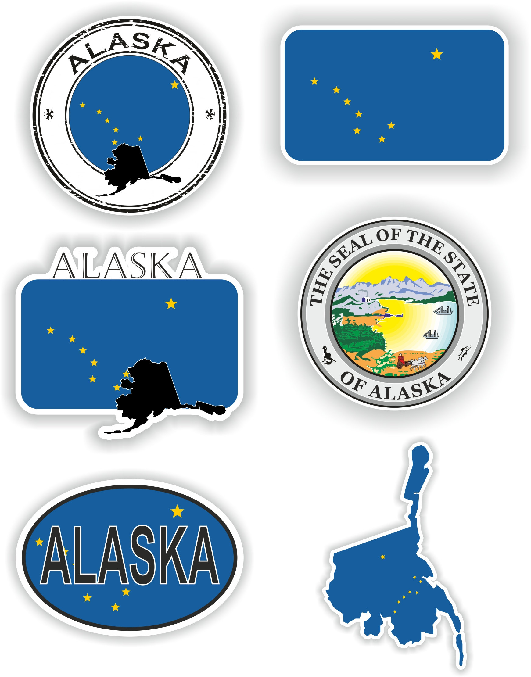 Alaska Set of Stickers for Laptop Book Water Bottle Fridge Guitar ...