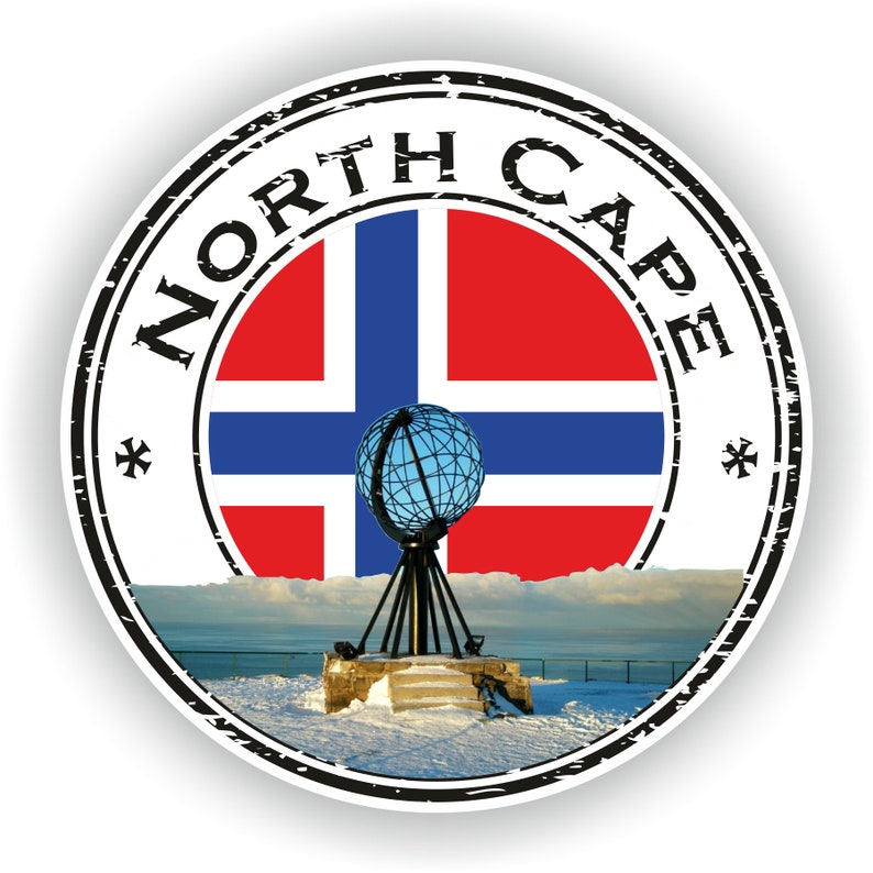 Noordkaap Noorwegen Seal Sticker Ronde Vlag voor Laptop Boek afbeelding 1