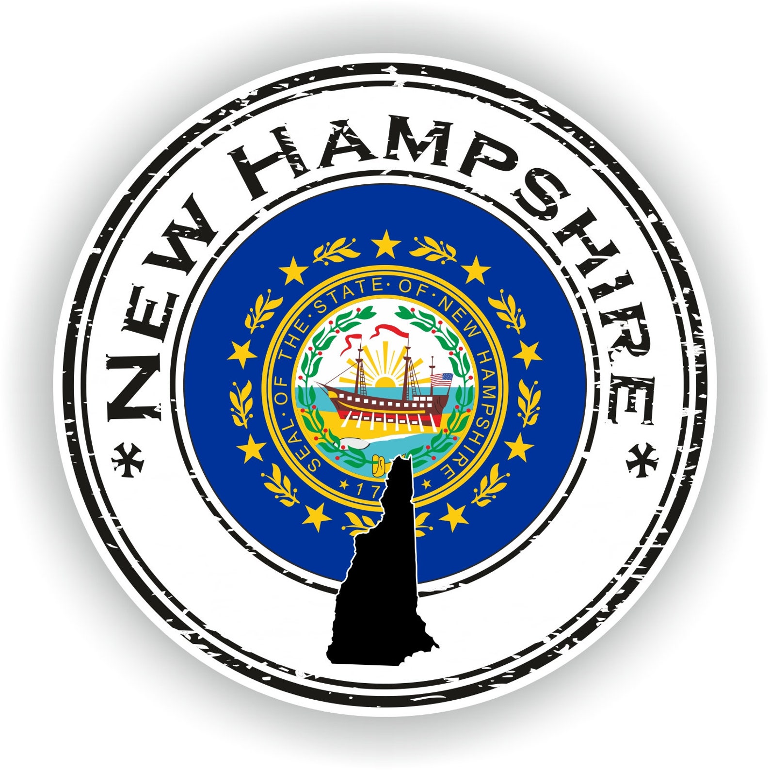 New Hampshire Seal Sticker Round Flag for Laptop Book Fridge Etsy